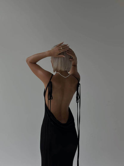 Serenity Backless Maxi Dress - Mainovoo.