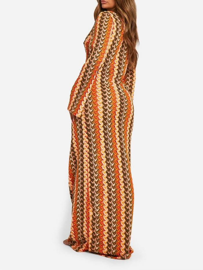 STRIPE KNIT O-RING BEACH MAXI DRESS