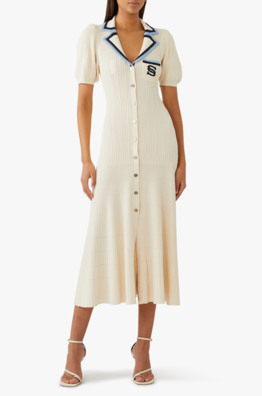 Sandro Celeste fine knitted midi dress