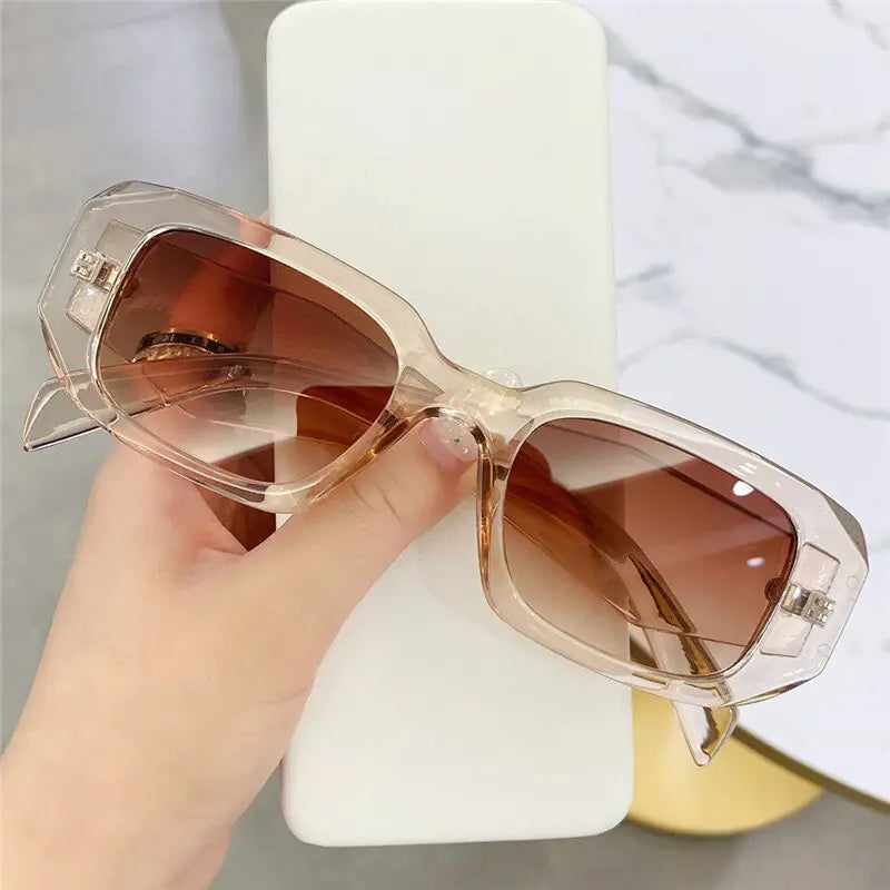 Small Polygon Rectangle Sunglasses - Mainovoo.